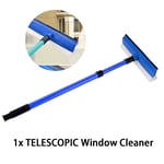 2 in 1 Telescopic Window Glass Cleaner Wiper Long Handle Sponge Brush Window Mop