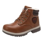 ARRIGO BELLO Bottes Hiver Enfant Bottines Fille Chaussure Garçon Fourrée Antidérapantes Chaudes Fermeture éclair Neige Boots Size 31-38(B Marron, Taille 35)