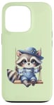 Coque pour iPhone 13 Pro Adorable raton laveur sur balançoire pour enfants