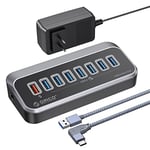 ORICO USB Hub, hub USB C vers 7 Ports de Transfert de données Haute Vitesse et Un Port de Charge Intelligent, 1m câble, 5 Gbps, Port d'alimentation 5V/2A de Type C pour MacBook, Mac Pro/Mini et Suite