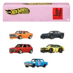 Hot Wheels Premium Car Culture Japan Historics 4 Container Set with 5 1:64 Scale Die-Cast Cars in Collectible & Stackable Storage & Display Container, HRW84