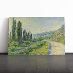 Big Box Art Canvas Print Wall Art Claude Monet Lane in The Country | Mounted and Stretched Box Frame Picture | Home Decor for Kitchen, Living Room, Bedroom, Hallway, Multi-Colour, 30x20 Inch