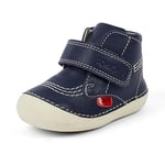 Kickers Baby Unisex Softer Hi Boots | Soft Sole | Easy Fasten | Comfortable | Cushioned, Navy, 1 UK Child