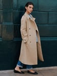 Albaray Long Double Breasted Trench Coat, Natural