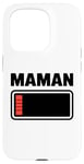 Coque pour iPhone 15 Pro drole Femme fatiguée, maman, faible charge de batterie