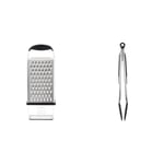 OXO Good Grips Box Grater,Silver/Black & 1101980 Good Grips Locking Tongs with Silicone Heads, Black, 12 inch