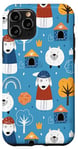 iPhone 11 Pro Cute Fun Playful Dogs Rainbows Pattern in Blue and Orange Case