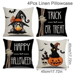 45 cm Pellava Halloween-tyynynpäällinen Pumpkin Bat Wizard Ghost Halloween-sisustus kodin koristeelliselle sohvalle autotuolin koristeluun tyynyliina