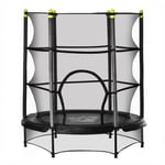 HOMCOM 4.6FT Kids Trampoline with Safety Enclosure, Indoor Outdoor - Black