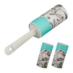 relaxdays Brosse adhésive vêtement, avec 2 Rouleaux de Rechange, Contre Peluches & Cheveux, 105 Feuilles, Blanc