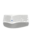 DeLUX Wireless Ergonomic Keyboard GM901D BT+2.4G (White) - Ergonomisk tastatur - Amerikansk Engelsk - Hvit