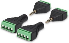 2X Adaptateur Jack 3.5 Mm - Terminal Block Avec Raccord Fileté 4 Broches - Connecteur Audio Stéréo - Prise Mâle Et Femelle Fixation Vis[VID063171]