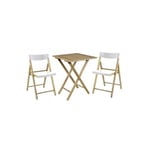 Tramontina - Salon de Jardin ou Balcon en Bois 2 Personnes, 2 chaises et 1 Table Pliantes pour Bistro/cafés/terrasses, Ensemble de Meubles de Jardin, Blanc