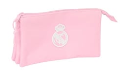 Safta Real Madrid Trousse Triple pour Enfant, idéale pour Les Enfants d'âge Scolaire, Confortable et Polyvalente, qualité et résistance, 22 x 3 x 12 cm, Rose, Rose, Estándar, Décontracté