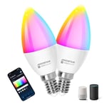 Aigostar Ampoule Connectée Wifi E14 SL2 6.5W LED Ampoule Connectée Alexa RGB/2700K-6500K, Compatible Avec Alexa/Google Home, Synchroniser avec la musique, Pas Besoin de Hub, 2 Unités.