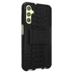 Avizar Shockproof Case for Samsung Galaxy A24, Bi-Material Stand, Black