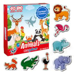 magdum 40 PCS Zoo + Ferme Aimant Enfant - Animaux Magnetique - Magnet Enfant - Jeux Aimanté Enfant - Magnet Frigo Enfant - Jeu Magnetique Enfant - Animaux Aimantés Magnétique Enfant- Magnet Animaux