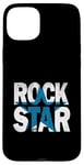 Coque pour iPhone 15 Plus Bleu Rock Star Distress Blue Color Graphic