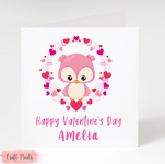 Personalised Owl Valentines Day Card Girlfriend Boyfriend Wife Husband