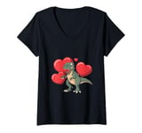 Womens Funny Valentines Day Shirt - Dinosaur Cute Valentines Trex V-Neck T-Shirt