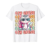 Groovy 6th Grade Back To School Cat Girls First Day School T-Shirt