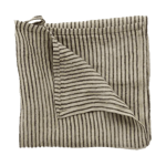 Olsson & Jensen Stripe keittiöpyyhe pellavaa 45x65 cm Musta-hiekka