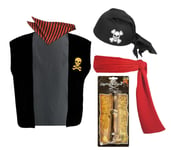 Childs 8-12 Yrs Pirate Adventurer Deck Hand Swashbuckler Fancy Dress Costume