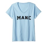 Womens Retro Vintage Manchester MANC Mancunian V-Neck T-Shirt