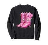 Cowgirl Boots Pink Baby Bow Preppy y2k Coquette Sweatshirt