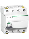 Schneider Electric Acti9 iid hpfi-afbryder, 4p, 40a, 415v, 30ma, klasse a-si a, dobbelt terminal. bredde 72 mm.