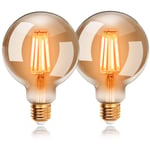 Beijiyi - Ampoules led 6W Edison Vintage G80, Blanc Chaud 2200K E27, Equivalent à Ampoule Incandescente 48W, Ampoule Rétro à Filament, Rétro Antique