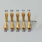 Mandrin à pince en laiton pour Dremel,Mini perceuse,outil rotatif 0.5-3.2mm,laiton et écrou pour ensemble d'accessoires Dremel,5/11 pièces/lot - Type 10Pcs 4.3mm