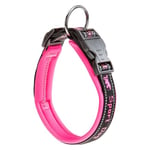 Ferplast Collier Chien Sport Dog, Collier pour Chien de Taille Grande, Rembourrage Doux, Coutures réfléchissantes, Étiquette pour Le nom de l'animal, Reglable, Taille: 2,5 cm (55-65 cm), Rose