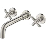 Kroos ® - Robinet mélangeur lavabo mural Nickel brossé - Corbeau