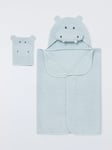 John Lewis Baby Hippo Hooded Towel & Mitt Set