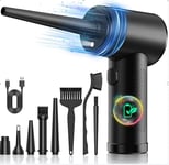 Rawrr Aspirateur électrique à 3 Vitesses avec lumière LED - Charge Rapide USB - avec kit de Nettoyage - Aspirateur pulvérisateur d'air comprimé Portable pour Voiture, Meuble, matériel de Bureau