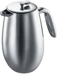 BODUM Columbia 8 Cup Double Wall French Press Coffee Maker, Stainless Steel, 1.