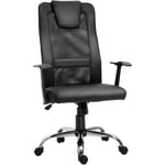 Homcom - Fauteuil de bureau ergonomique hauteur assise réglable pivotant 360° revêtement synthétique et maille noir