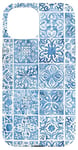 Coque pour iPhone 15 Toile bleue motif carrelage portugais art méditerranéen