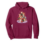 Valentines Day Cat with Flowers Hearts Cute Cat Women Girls Pullover Hoodie