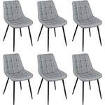 Dazhom - Lot de 6 Chaises de Salle à Manger en Simili Cuir Chaises de cuisine tapissées gris clair