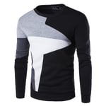 Herrtröjor Colorblock Crew Neck Långärmad tröja Casual Pullover Black M