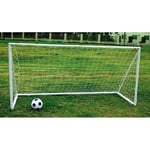 Kids Junior 8Ft x 4Ft Plastic Portable White Football Goal With Ground Pegs