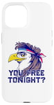 Coque pour iPhone 15 You Free Tonight ? Funny Eagle Freedom 4th USA Meme