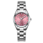 CHRONOS Montre-bracelet à quartz étanche en acier inoxydable pour femme, rose, Bracelet