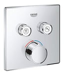 GROHE SmartControl - Concealed Mixer for Shower or Bath (2 Valves, Square Shape, Set for Final Installation for GROHE Rapido SmartBox, Push for ON-OFF, Turn for Volume Adjustment), Chrome, 29148001