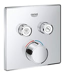 GROHE SmartControl - Concealed Mixer for Shower or Bath (2 Valves, Square Shape, Set for Final Installation for GROHE Rapido SmartBox, Push for ON-OFF, Turn for Volume Adjustment), Chrome, 29148000