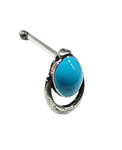 Nose Stud Isis Goddess Moon Blue Enamel 22g (0.6mm) 925 Silver Ball End Piercing