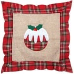 SHATCHI Housses de coussin en toile de jute pour la maison, la chambre à coucher, le bureau, la toile de jute, le coton et le lin imprimé - Renne, bonhomme de neige, rouge-gorge, pudding de Noël, 40 x 40 cm