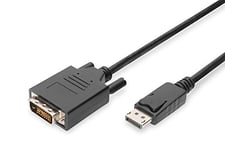 DIGITUS DisplayPort adapter cable, DP - DVI (24+1) M/M, 5.0m, w/interlock, DP 1.1a compatible, CE, noir